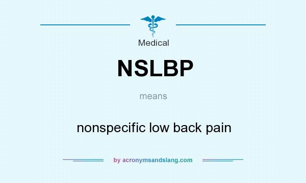 What does NSLBP mean? It stands for nonspecific low back pain
