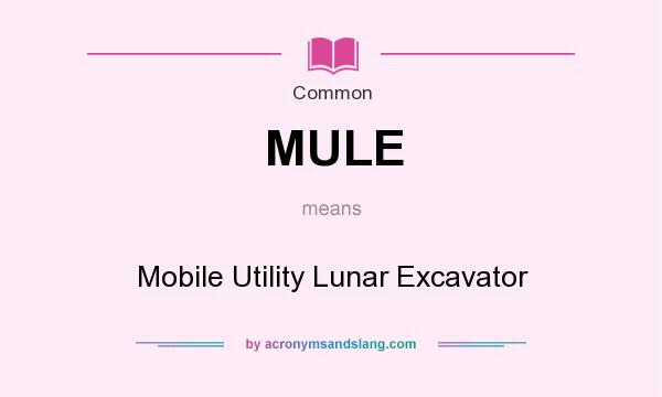 What does MULE mean? It stands for Mobile Utility Lunar Excavator