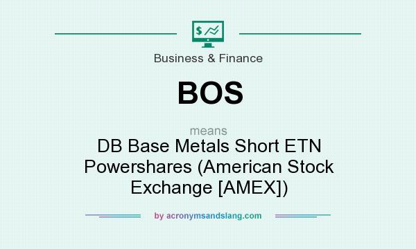 What does BOS mean? It stands for DB Base Metals Short ETN Powershares (American Stock Exchange [AMEX])