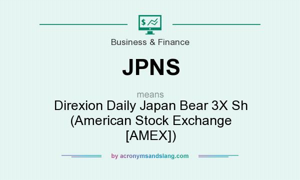 What does JPNS mean? It stands for Direxion Daily Japan Bear 3X Sh (American Stock Exchange [AMEX])