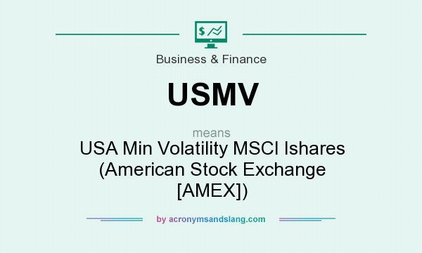 What does USMV mean? It stands for USA Min Volatility MSCI Ishares (American Stock Exchange [AMEX])