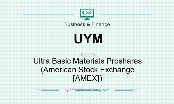 What does UYM mean? It stands for Ultra Basic Materials Proshares (American Stock Exchange [AMEX])