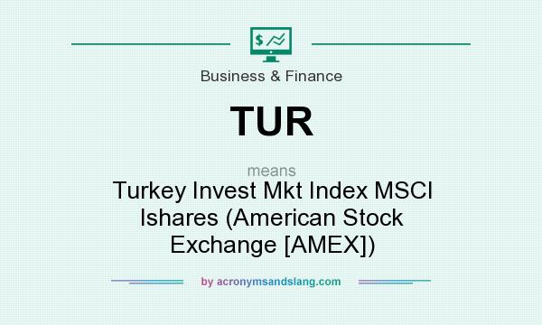 What does TUR mean? It stands for Turkey Invest Mkt Index MSCI Ishares (American Stock Exchange [AMEX])