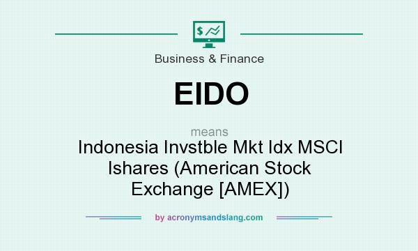 What does EIDO mean? It stands for Indonesia Invstble Mkt Idx MSCI Ishares (American Stock Exchange [AMEX])