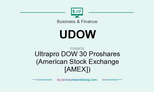 What does UDOW mean? It stands for Ultrapro DOW 30 Proshares (American Stock Exchange [AMEX])
