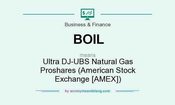 What does BOIL mean? It stands for Ultra DJ-UBS Natural Gas Proshares (American Stock Exchange [AMEX])