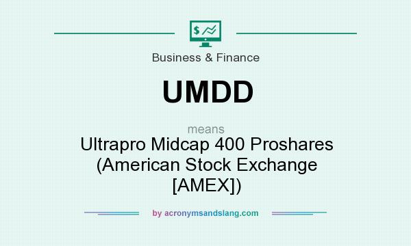 What does UMDD mean? It stands for Ultrapro Midcap 400 Proshares (American Stock Exchange [AMEX])