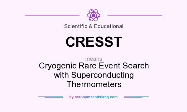 What does CRESST mean? It stands for Cryogenic Rare Event Search with Superconducting Thermometers