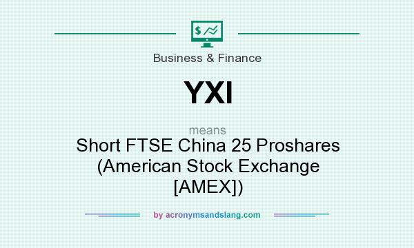 What does YXI mean? It stands for Short FTSE China 25 Proshares (American Stock Exchange [AMEX])