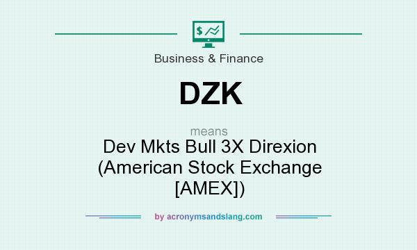 What does DZK mean? It stands for Dev Mkts Bull 3X Direxion (American Stock Exchange [AMEX])