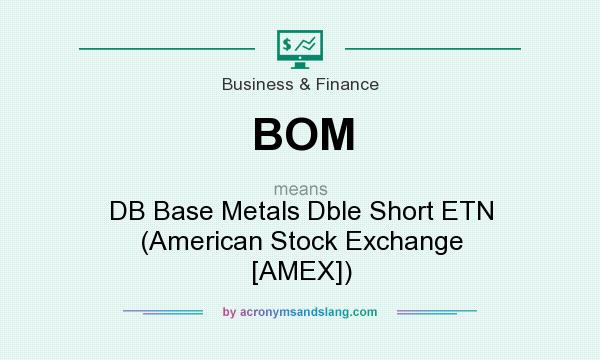 What does BOM mean? It stands for DB Base Metals Dble Short ETN (American Stock Exchange [AMEX])