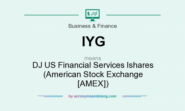 What does IYG mean? It stands for DJ US Financial Services Ishares (American Stock Exchange [AMEX])