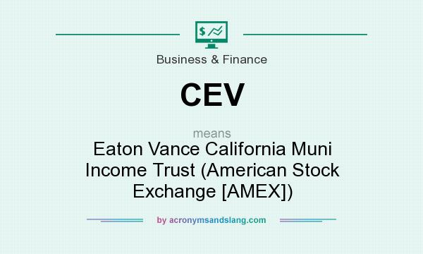What does CEV mean? It stands for Eaton Vance California Muni Income Trust (American Stock Exchange [AMEX])