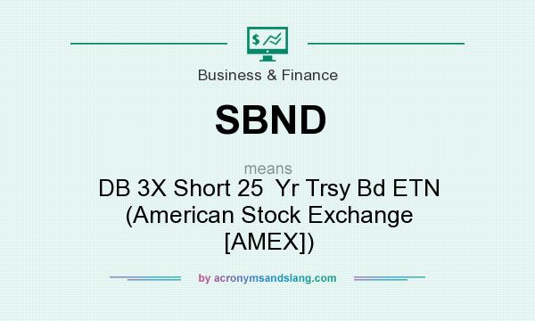 What does SBND mean? It stands for DB 3X Short 25  Yr Trsy Bd ETN (American Stock Exchange [AMEX])