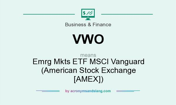 What does VWO mean? It stands for Emrg Mkts ETF MSCI Vanguard (American Stock Exchange [AMEX])