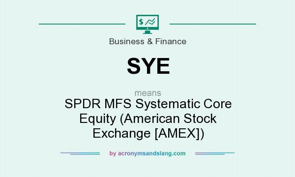 What does SYE mean? It stands for SPDR MFS Systematic Core Equity (American Stock Exchange [AMEX])