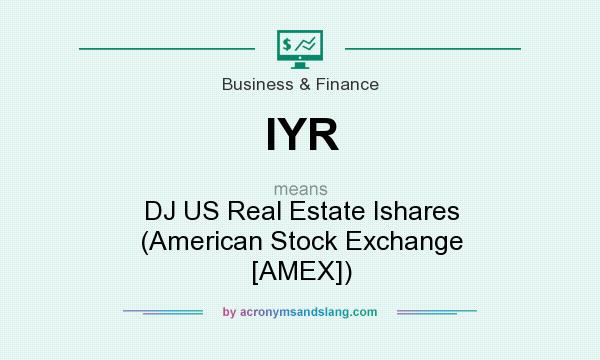 What does IYR mean? It stands for DJ US Real Estate Ishares (American Stock Exchange [AMEX])