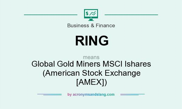 What does RING mean? It stands for Global Gold Miners MSCI Ishares (American Stock Exchange [AMEX])