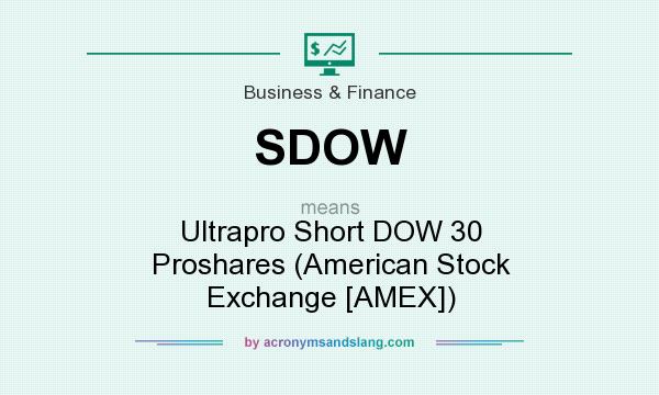 What does SDOW mean? It stands for Ultrapro Short DOW 30 Proshares (American Stock Exchange [AMEX])