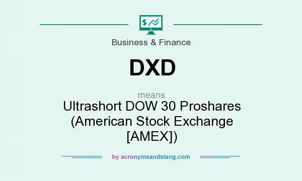 What does DXD mean? It stands for Ultrashort DOW 30 Proshares (American Stock Exchange [AMEX])