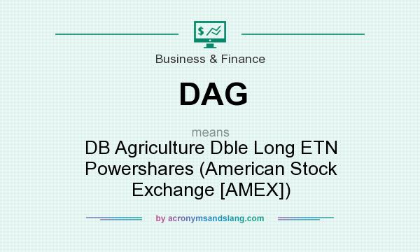 What does DAG mean? It stands for DB Agriculture Dble Long ETN Powershares (American Stock Exchange [AMEX])