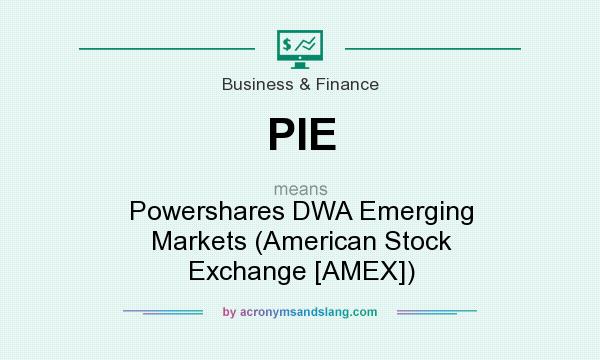 What does PIE mean? It stands for Powershares DWA Emerging Markets (American Stock Exchange [AMEX])