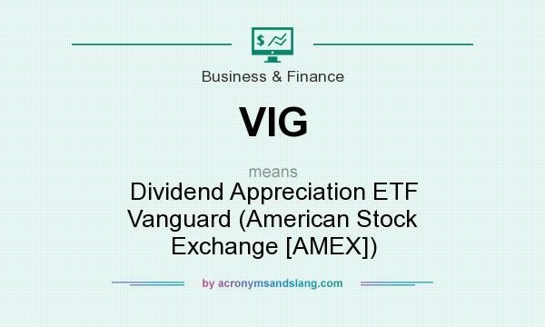 What does VIG mean? It stands for Dividend Appreciation ETF Vanguard (American Stock Exchange [AMEX])