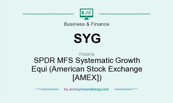 What does SYG mean? It stands for SPDR MFS Systematic Growth Equi (American Stock Exchange [AMEX])