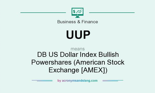 What does UUP mean? It stands for DB US Dollar Index Bullish Powershares (American Stock Exchange [AMEX])