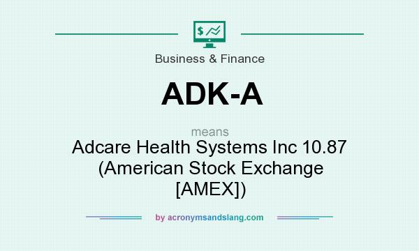 What does ADK-A mean? It stands for Adcare Health Systems Inc 10.87 (American Stock Exchange [AMEX])