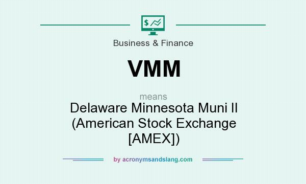 What does VMM mean? It stands for Delaware Minnesota Muni II (American Stock Exchange [AMEX])