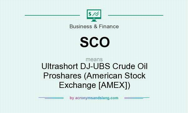 What does SCO mean? It stands for Ultrashort DJ-UBS Crude Oil Proshares (American Stock Exchange [AMEX])