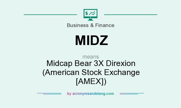 What does MIDZ mean? It stands for Midcap Bear 3X Direxion (American Stock Exchange [AMEX])