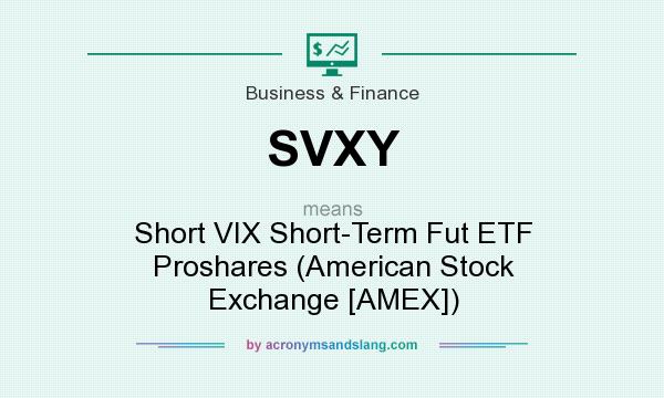 What does SVXY mean? It stands for Short VIX Short-Term Fut ETF Proshares (American Stock Exchange [AMEX])