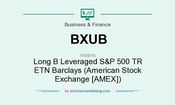 What does BXUB mean? It stands for Long B Leveraged S&P 500 TR ETN Barclays (American Stock Exchange [AMEX])