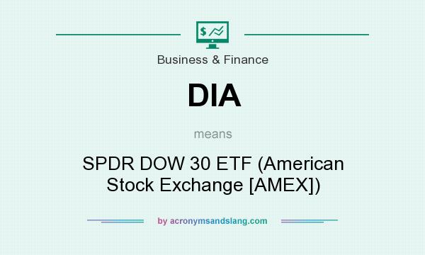 What does DIA mean? It stands for SPDR DOW 30 ETF (American Stock Exchange [AMEX])