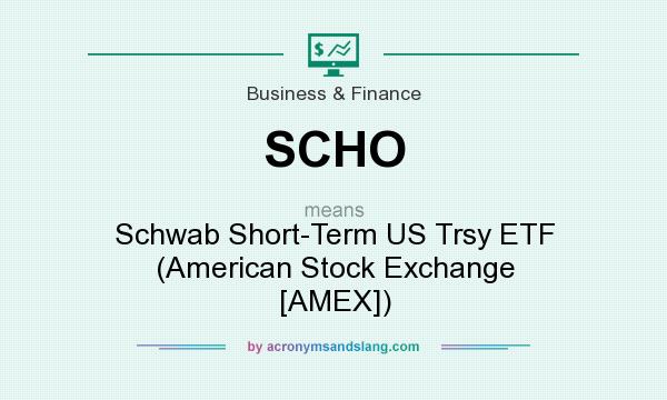 What does SCHO mean? It stands for Schwab Short-Term US Trsy ETF (American Stock Exchange [AMEX])