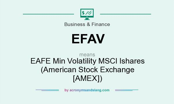 What does EFAV mean? It stands for EAFE Min Volatility MSCI Ishares (American Stock Exchange [AMEX])