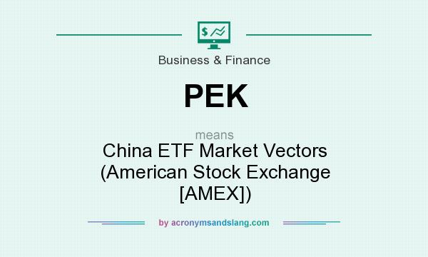 What does PEK mean? It stands for China ETF Market Vectors (American Stock Exchange [AMEX])
