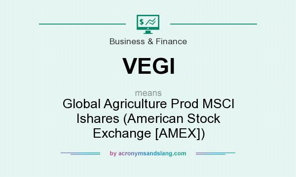 What does VEGI mean? It stands for Global Agriculture Prod MSCI Ishares (American Stock Exchange [AMEX])