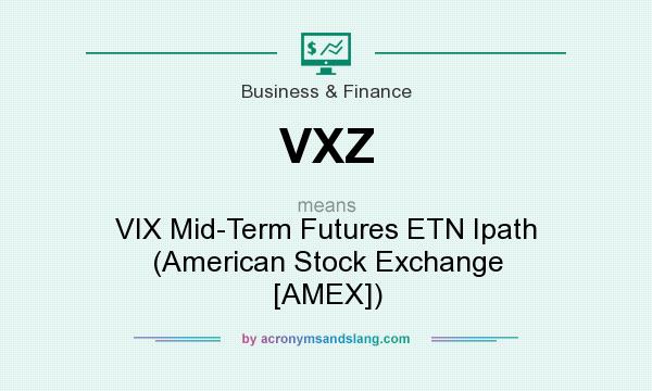 What does VXZ mean? It stands for VIX Mid-Term Futures ETN Ipath (American Stock Exchange [AMEX])