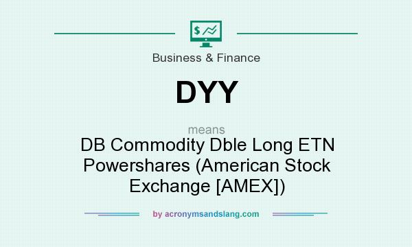 What does DYY mean? It stands for DB Commodity Dble Long ETN Powershares (American Stock Exchange [AMEX])