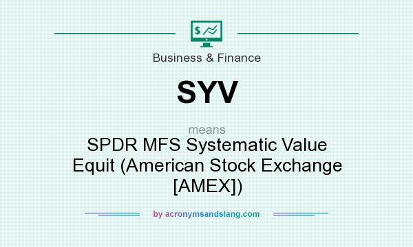 What does SYV mean? It stands for SPDR MFS Systematic Value Equit (American Stock Exchange [AMEX])