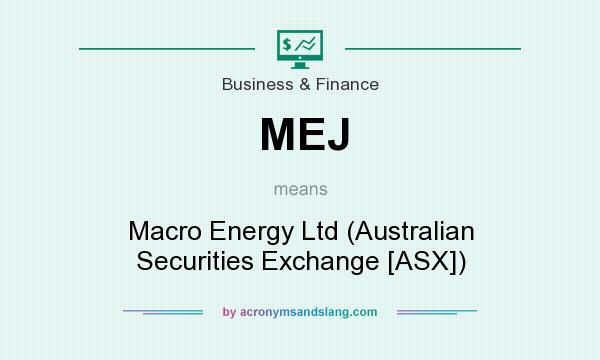 What does MEJ mean? It stands for Macro Energy Ltd (Australian Securities Exchange [ASX])