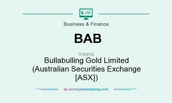 What does BAB mean? It stands for Bullabulling Gold Limited (Australian Securities Exchange [ASX])