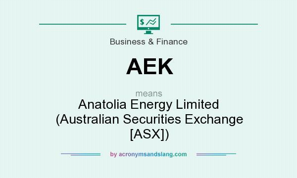What does AEK mean? It stands for Anatolia Energy Limited (Australian Securities Exchange [ASX])