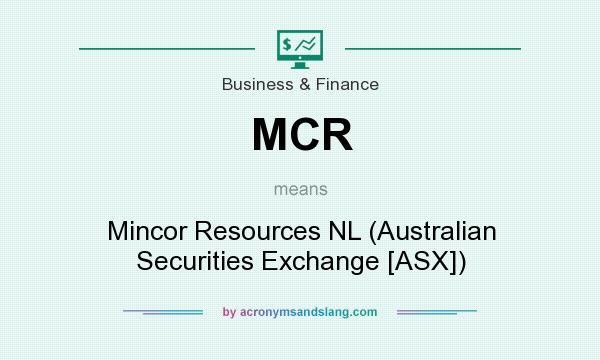 What does MCR mean? It stands for Mincor Resources NL (Australian Securities Exchange [ASX])