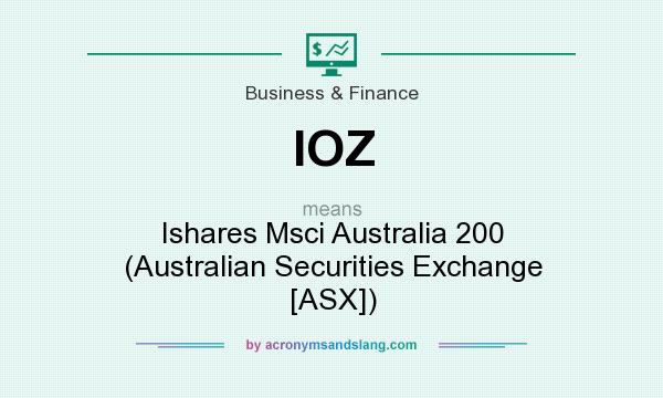 What does IOZ mean? It stands for Ishares Msci Australia 200 (Australian Securities Exchange [ASX])