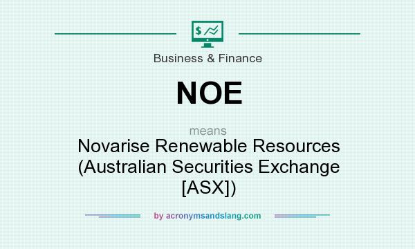 What does NOE mean? It stands for Novarise Renewable Resources (Australian Securities Exchange [ASX])