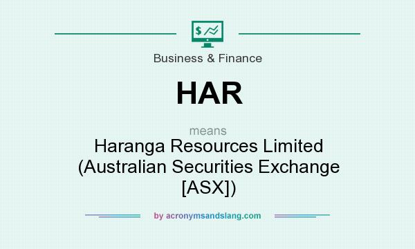 What does HAR mean? It stands for Haranga Resources Limited (Australian Securities Exchange [ASX])
